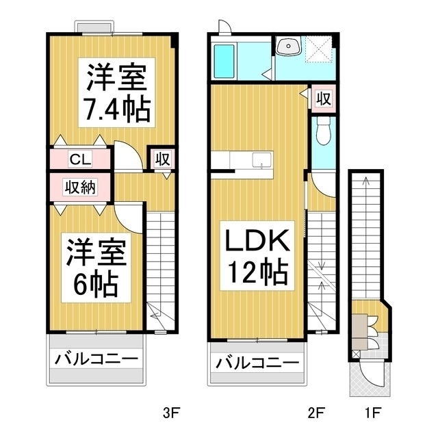 長野市新諏訪のアパートの間取り