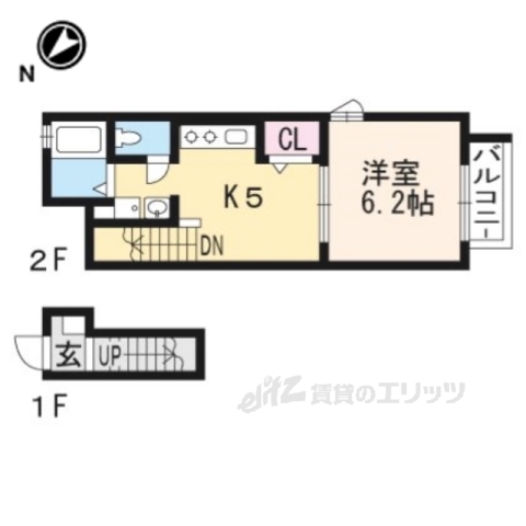 南丹市園部町小山東町のアパートの間取り