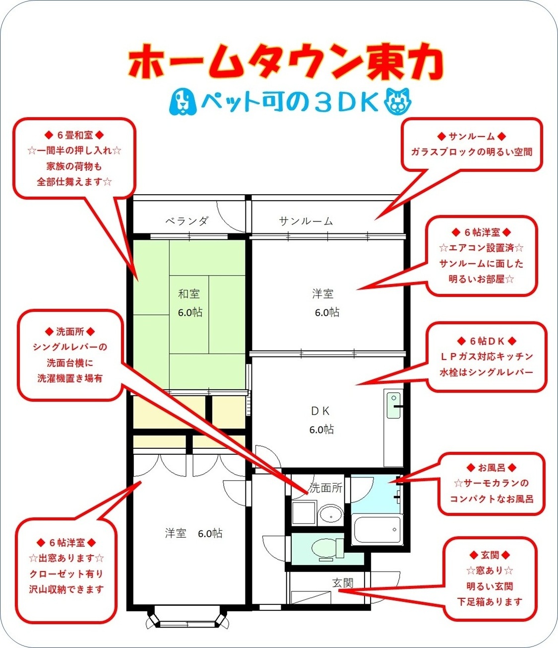 ホームタウン東力　南棟の間取り