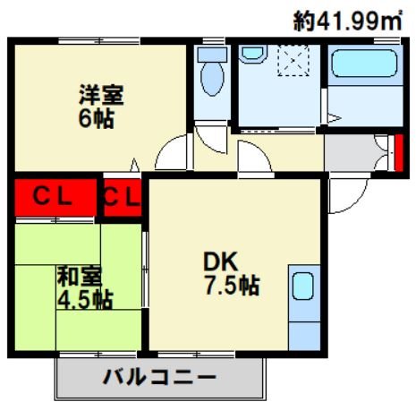 北九州市若松区高須南のアパートの間取り