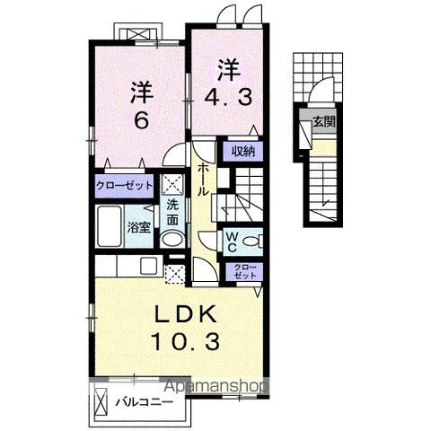 高松琴平電鉄琴平線 空港通り駅 徒歩14分 2階建 築9年の間取り写真