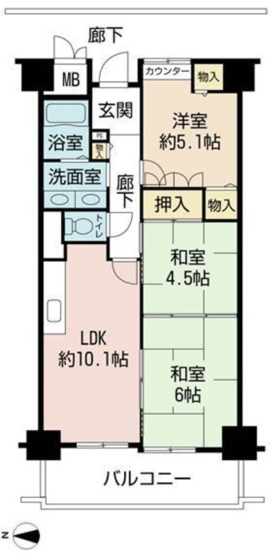 地下鉄長堀鶴見緑地線 鶴見緑地駅 徒歩5分 10階建 築29年の間取り写真