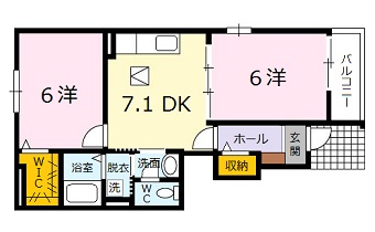 安芸高田市甲田町高田原のアパートの間取り