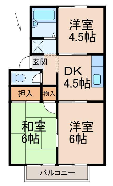 コーポいのうえＢ棟の間取り