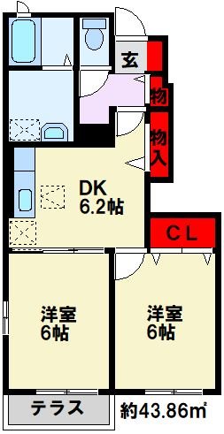 遠賀郡水巻町二西のアパートの間取り