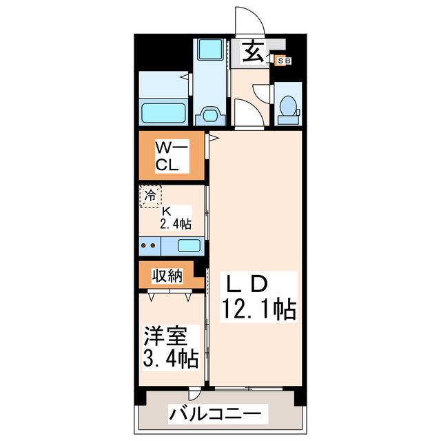 熊本市中央区国府のマンションの間取り