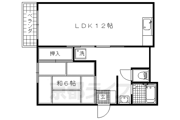 【京都市北区鷹峯光悦町のマンションの間取り】