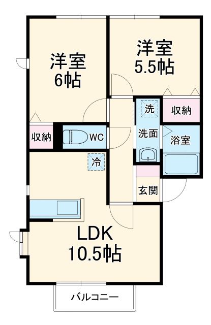 韮崎市大草町上條東割のアパートの間取り