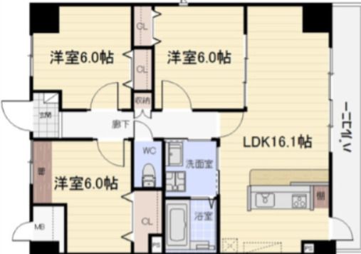 名古屋市東区徳川のマンションの間取り