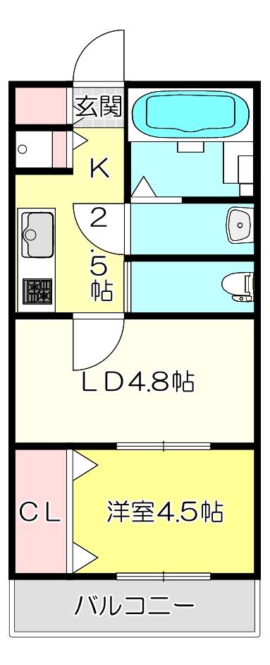 【大阪市平野区平野本町のアパートの間取り】