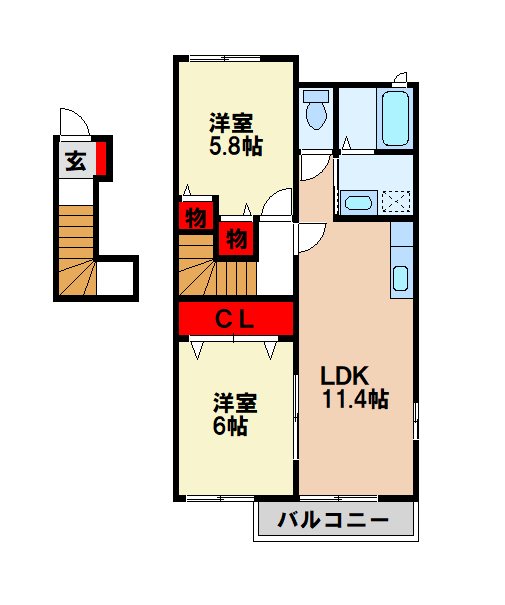 筑紫野市上古賀のアパートの間取り