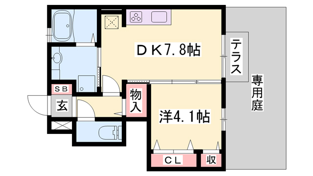 三木市緑が丘町西のアパートの間取り