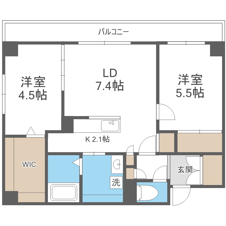 札幌市中央区南八条西のマンションの間取り