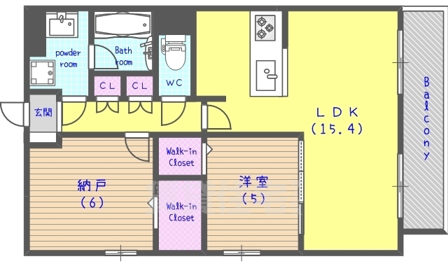 京都市西京区上桂森下町のマンションの間取り