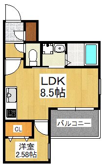 京都市山科区大宅鳥井脇町のアパートの間取り