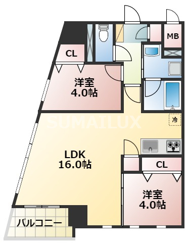 熊本市中央区新町のマンションの間取り