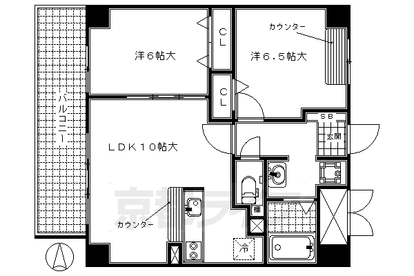 京都市南区東九条松田町のマンションの間取り