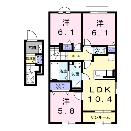 豊岡市江本のアパートの間取り