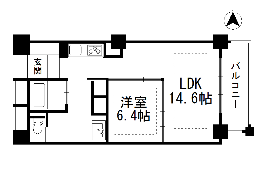 芦屋市海洋町のマンションの間取り