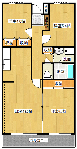 エスティ西大津 3LDKの間取り