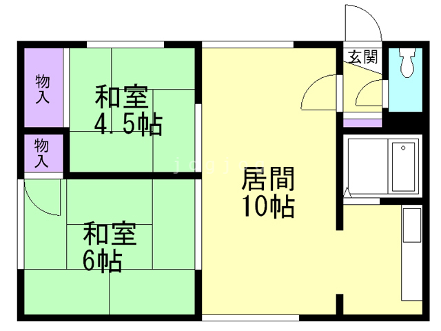 札幌市清田区真栄一条のアパートの間取り