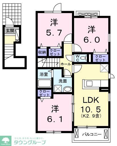 青梅市大柳町のアパートの間取り