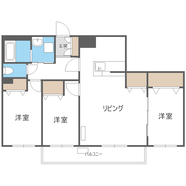 札幌市西区発寒十五条のマンションの間取り