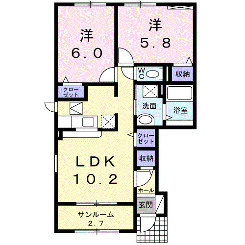 砺波市幸町のアパートの間取り