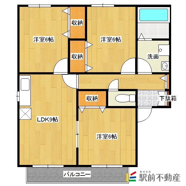 久留米市三潴町田川のアパートの間取り