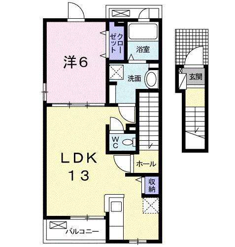 福島市丸子のアパートの間取り