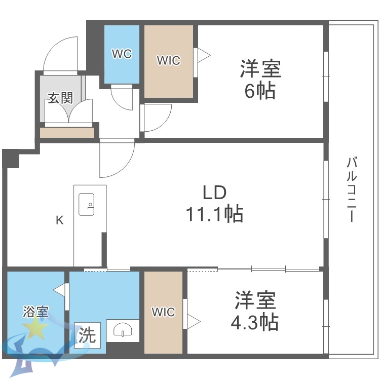 札幌市豊平区西岡四条のマンションの間取り