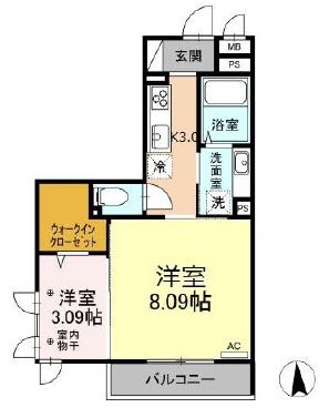 京王線 北野駅 徒歩8分 3階建 築6年の間取り写真