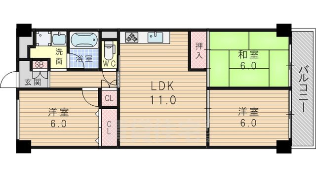 新大阪グランドハイツ1号棟の間取り写真
