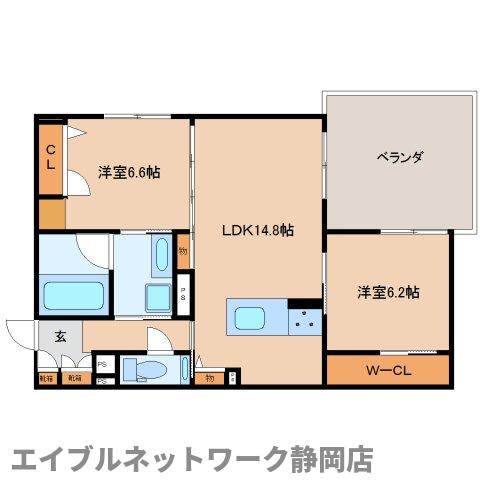 静岡市葵区東鷹匠町のマンションの間取り