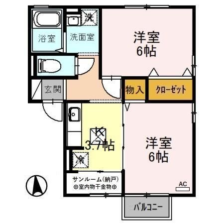 金沢市大友のアパートの間取り