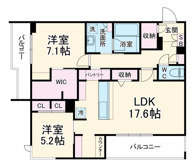 埼玉県蕨市中央３（マンション）の賃貸物件の間取り