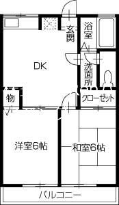 徳島市二軒屋町のアパートの間取り