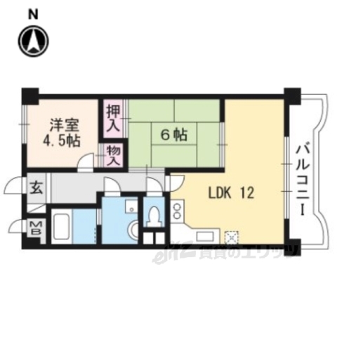 京都市北区大宮開町のマンションの間取り