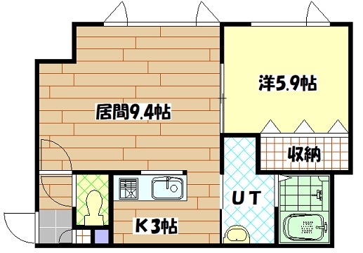 旭川市春光一条のアパートの間取り