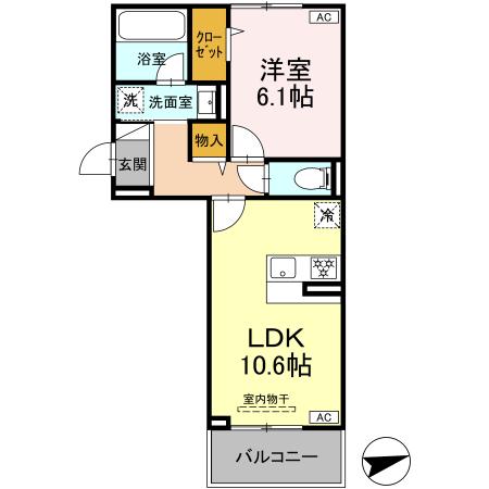 鹿児島市上之園町のアパートの間取り