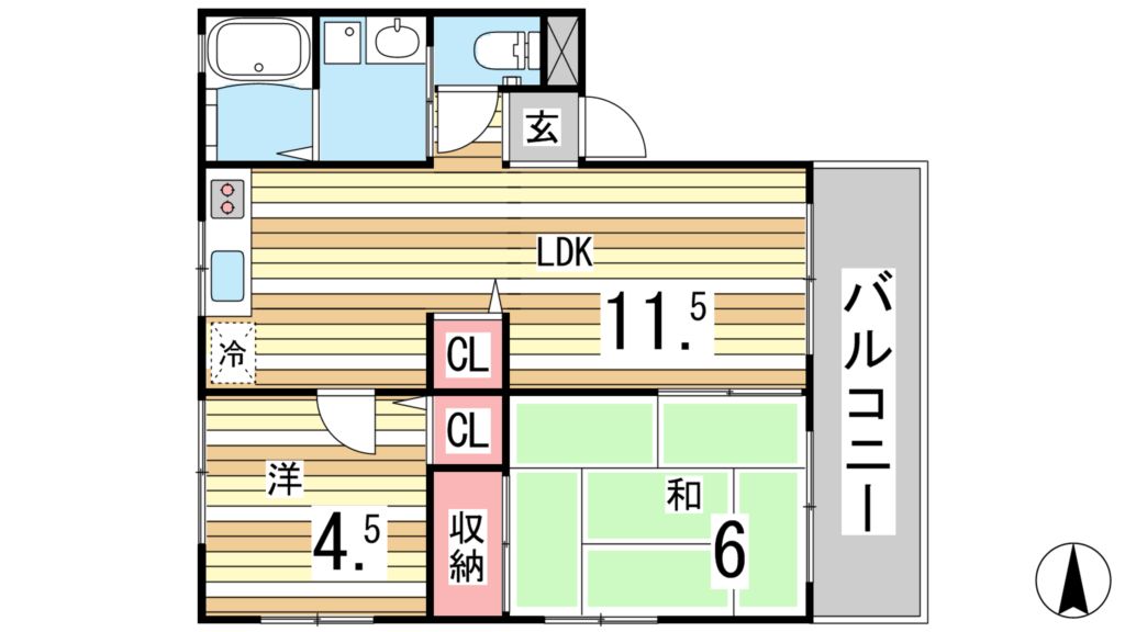 芦屋市浜町のアパートの間取り