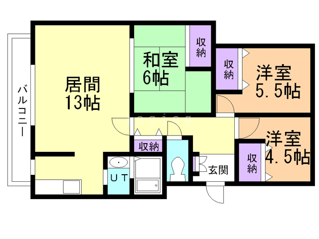 【札幌市北区新川一条のマンションの間取り】