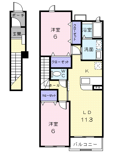 【長生郡一宮町一宮のアパートの間取り】