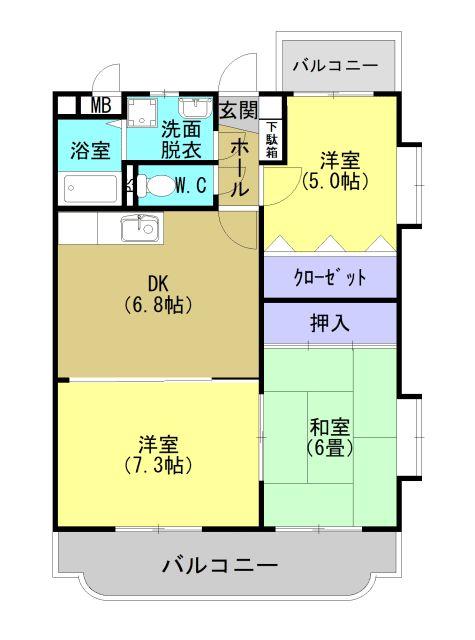 鹿児島市唐湊のマンションの間取り