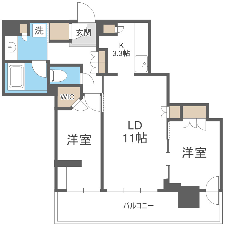 札幌市中央区南二条西のマンションの間取り