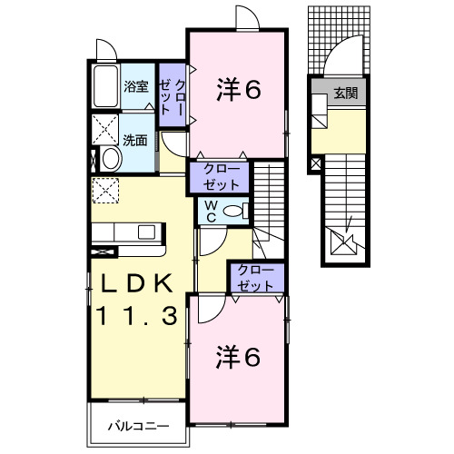 五條市二見のアパートの間取り