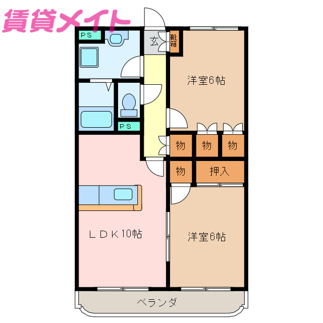 松阪市郷津町のマンションの間取り