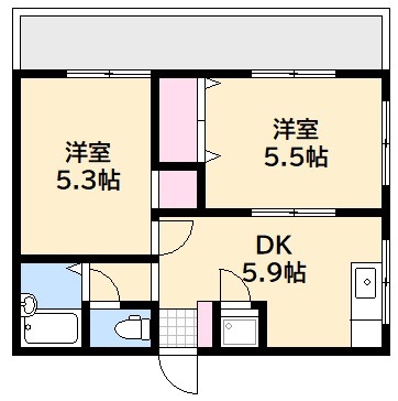 広島市西区楠木町のマンションの間取り