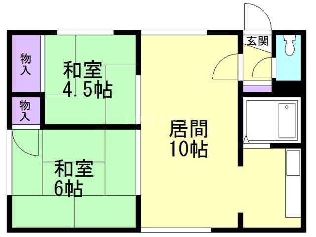 札幌市清田区真栄一条のアパートの間取り