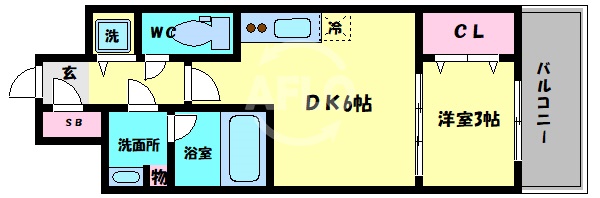 大阪市生野区中川東のマンションの間取り